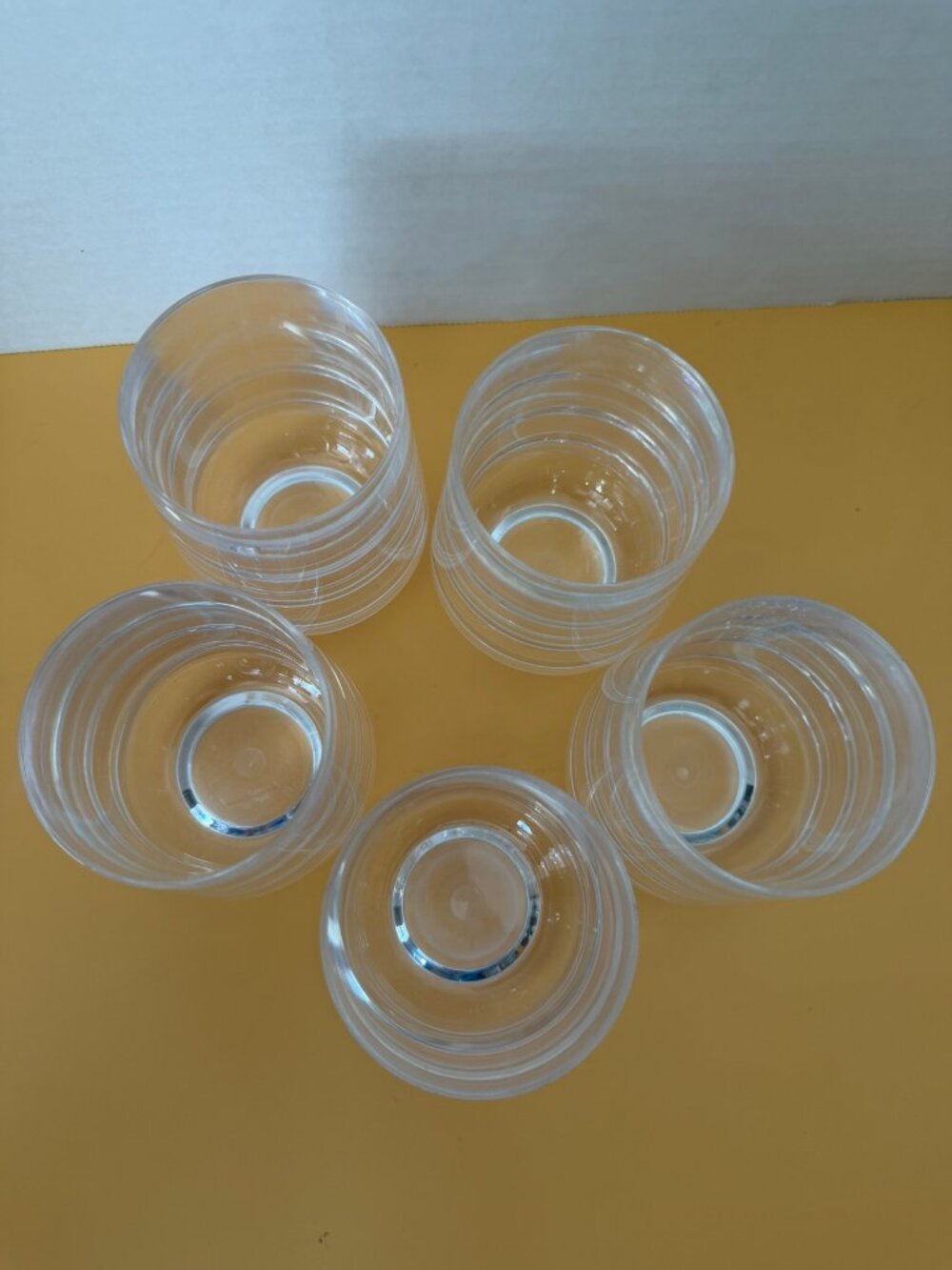 Set of 5 Clear Ribbed Glass Tumblers Drinking Glasses 4 Inch